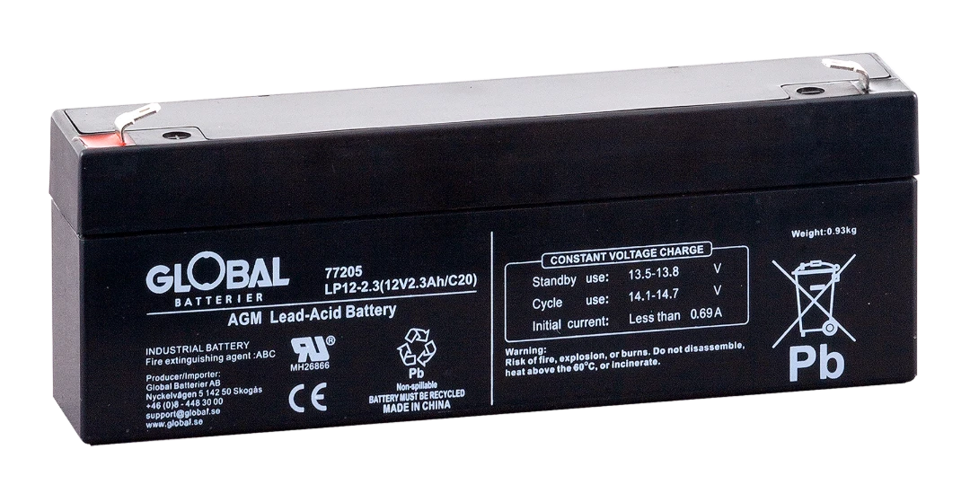 Battery, Global, 12V, 2.3Ah, AGM
