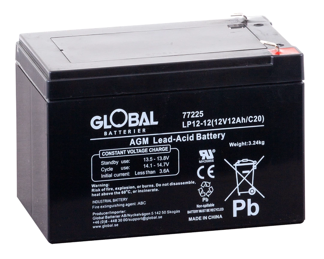 Battery, Global, 12V, 12Ah, AGM