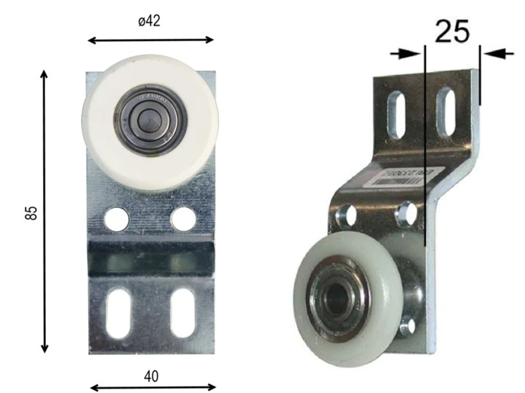 Door support, Roller, Schindler QKS8, fast panel, 25mm cranked hanger
